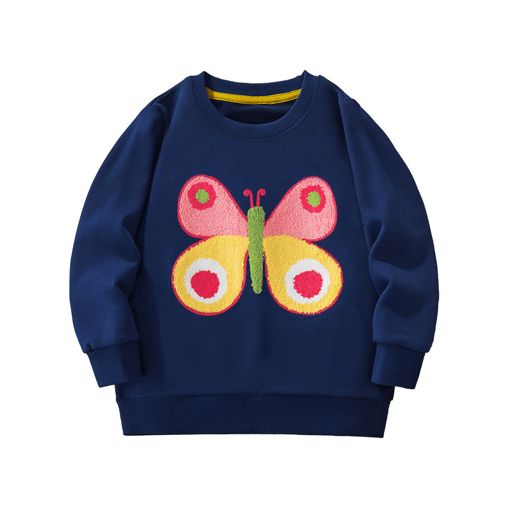 Cartoon Embroidered Long Sleeve Sweatshirt for Girls