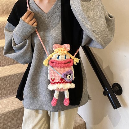 Cute Cartoon Crochet Shoulder Bag for Girls