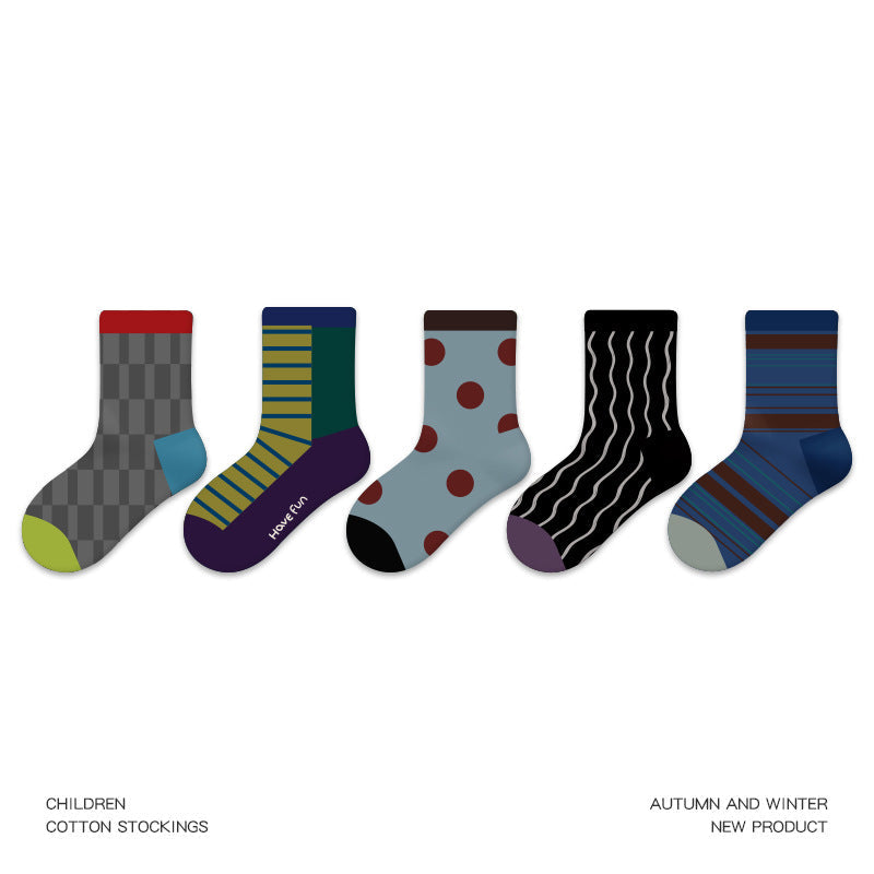 Kids Dot Colorblock Seamless Cotton Sport Socks