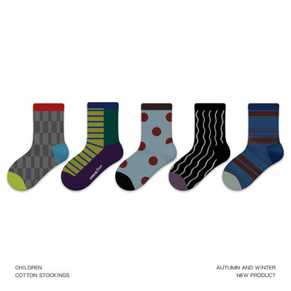 Kids Dot Colorblock Seamless Cotton Sport Socks