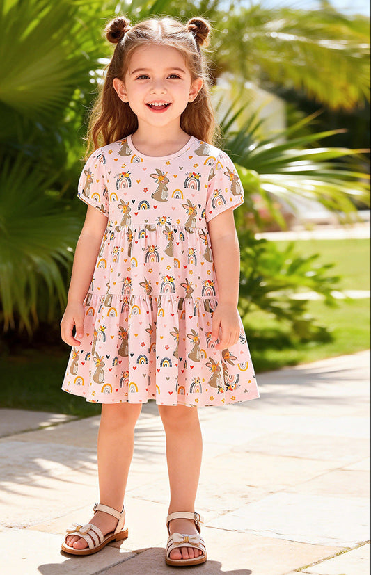 Adorable Cartoon Cotton Dress for Girls