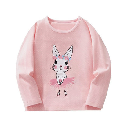 Animal Print Long Sleeve Cotton T-Shirt for Girls