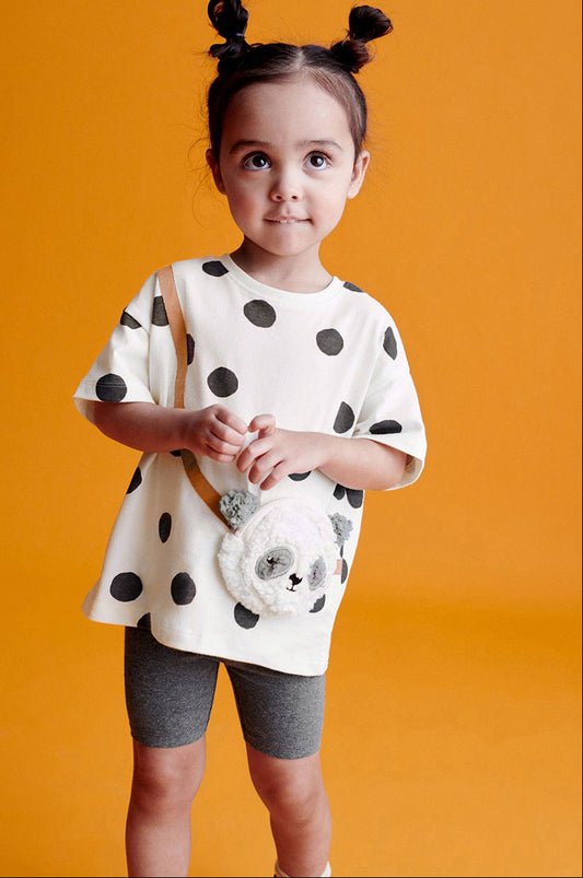 Adorable Panda Print Cotton Two-Piece Set for Girls