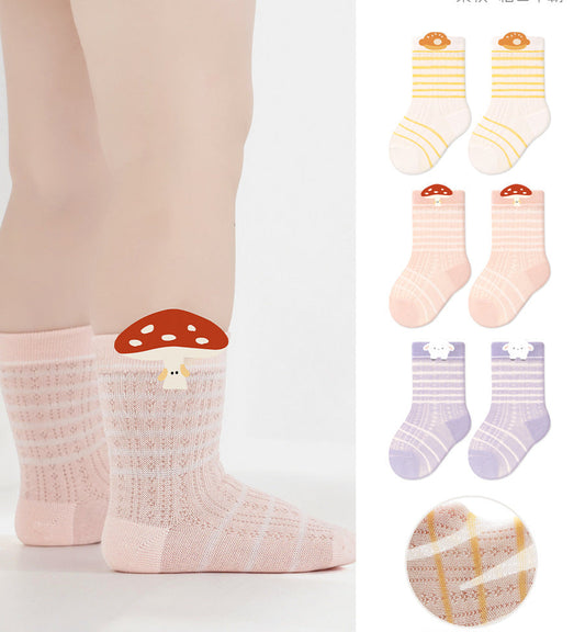 Cartoon Cotton Baby Socks Breathable Mid-Calf Unisex Kids Socks