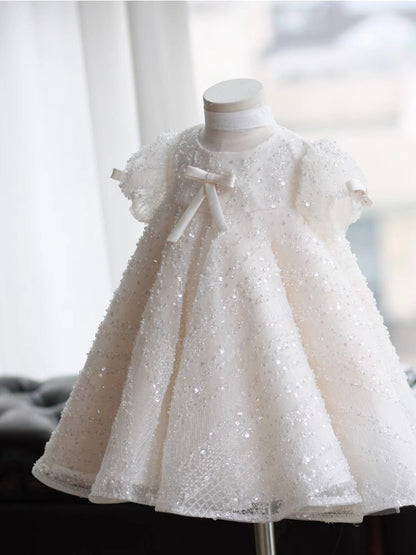 Girls' Sequin Puff Sleeve Princess Birthday Dress
