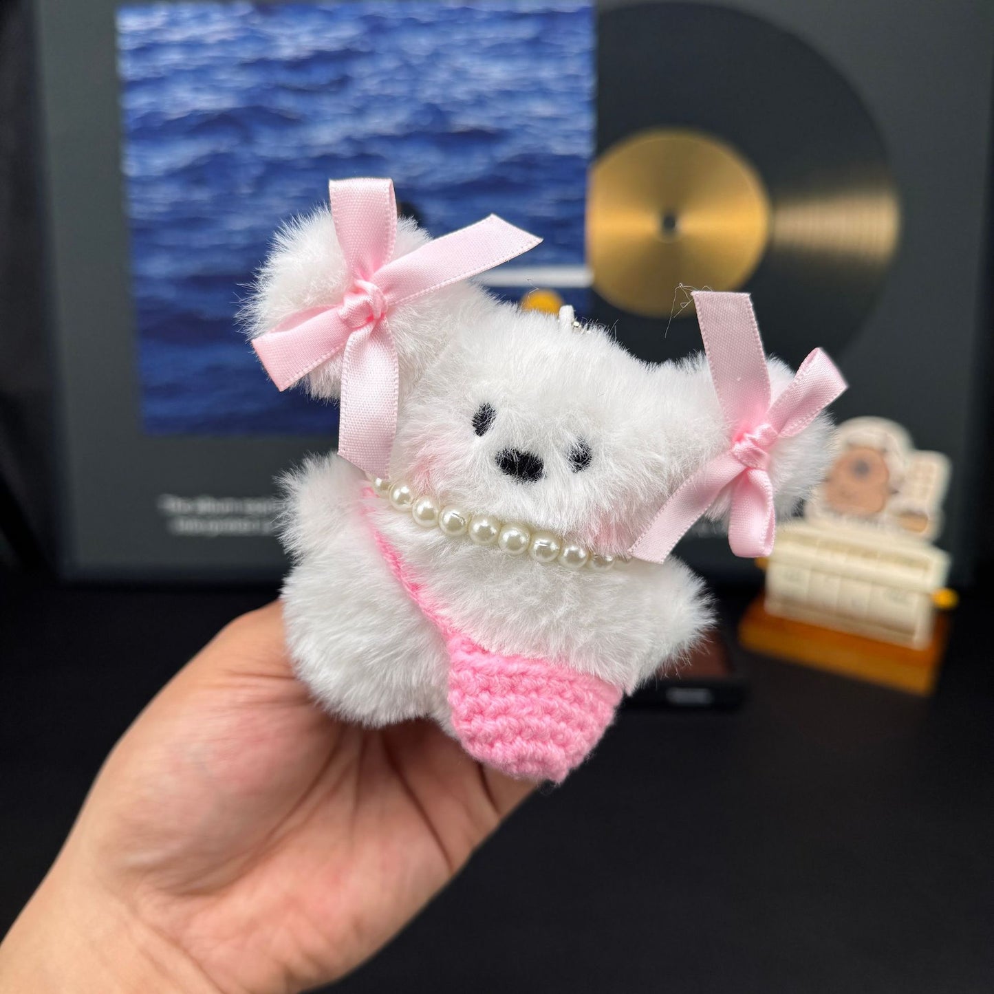Cute Plush Rabbit Backpack With Bow And Dog Keychain