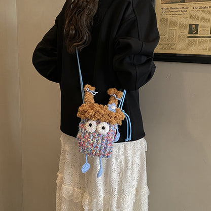Cute Cartoon Monster Kids' Shoulder Bag – Breathable Knitted Coin Purse