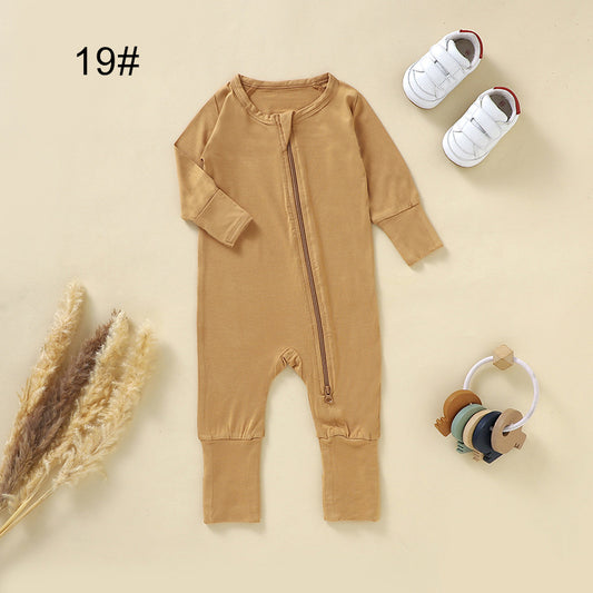 Bamboo Fiber Baby Zipper Romper Casual One-Piece Outfit
