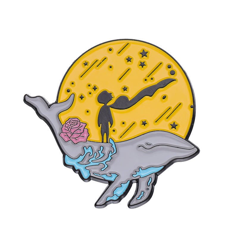 Cute Cartoon Little Prince Starry Sky Enamel Brooch