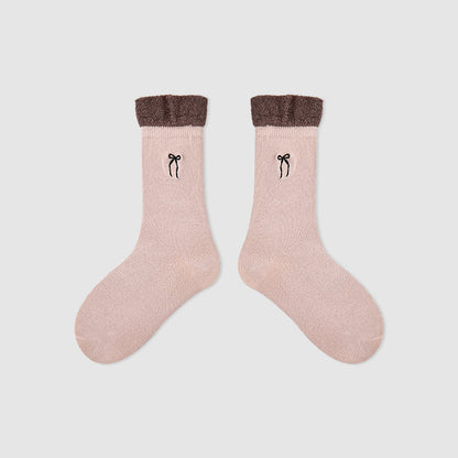 Kids Mid Calf Animal Embroidered Cotton Socks