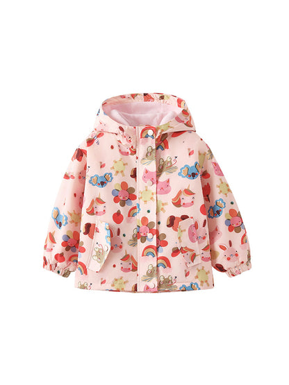 Girls' Hooded Cotton Jacket Cute Cardigan