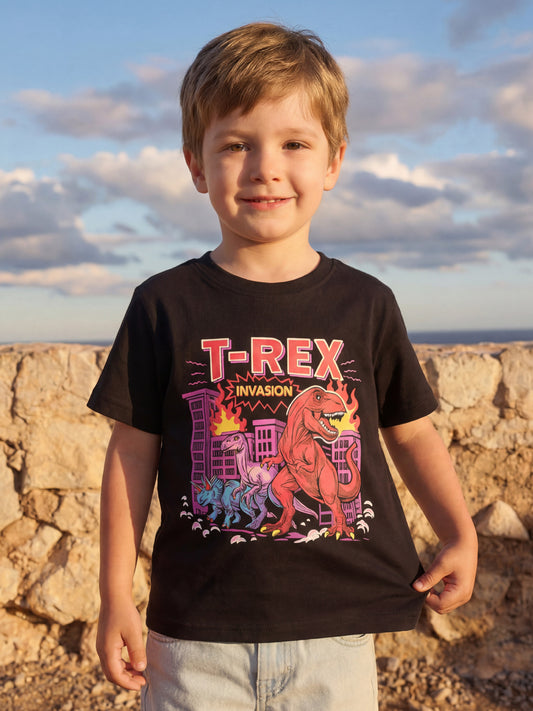 Cartoon Print Cotton T-Shirt for Boys