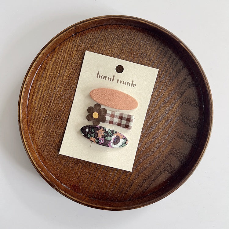 Floral Print Fabric Hair Clips Set for Kids