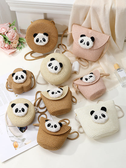 Mini Cute Panda Woven Straw Bag for Women