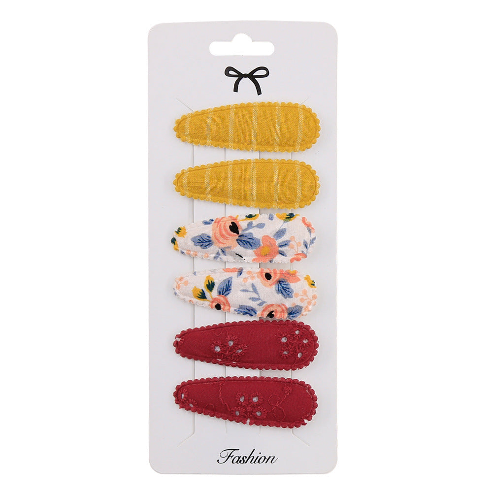 Sweet Floral Fabric Hair Clips Set for Kids