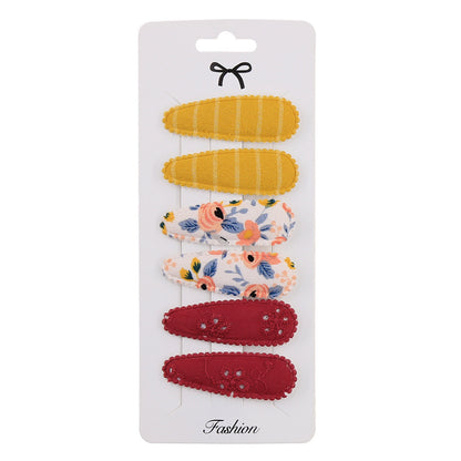 Sweet Floral Fabric Hair Clips Set for Kids