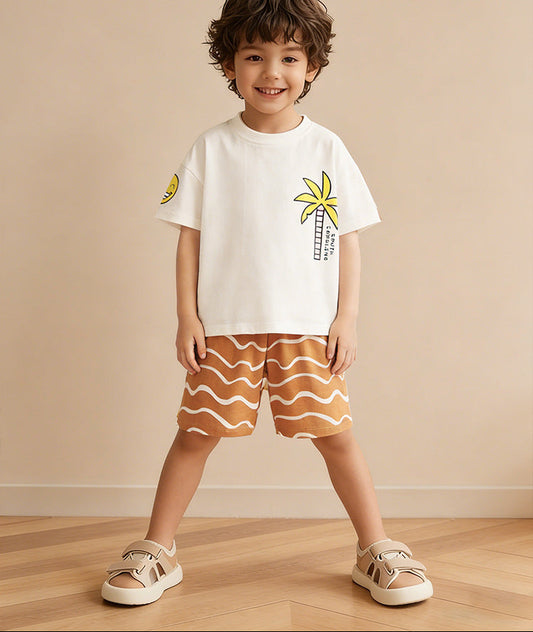 Children's Summer Two-Piece Suit Cute Animal Print Cotton Outfit