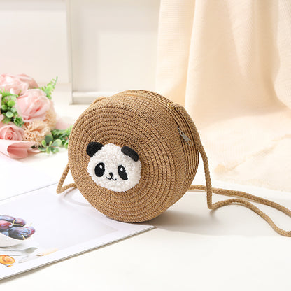 Mini Cute Panda Woven Straw Bag for Women