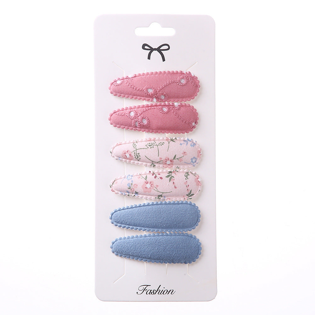 Sweet Floral Fabric Hair Clips Set for Kids
