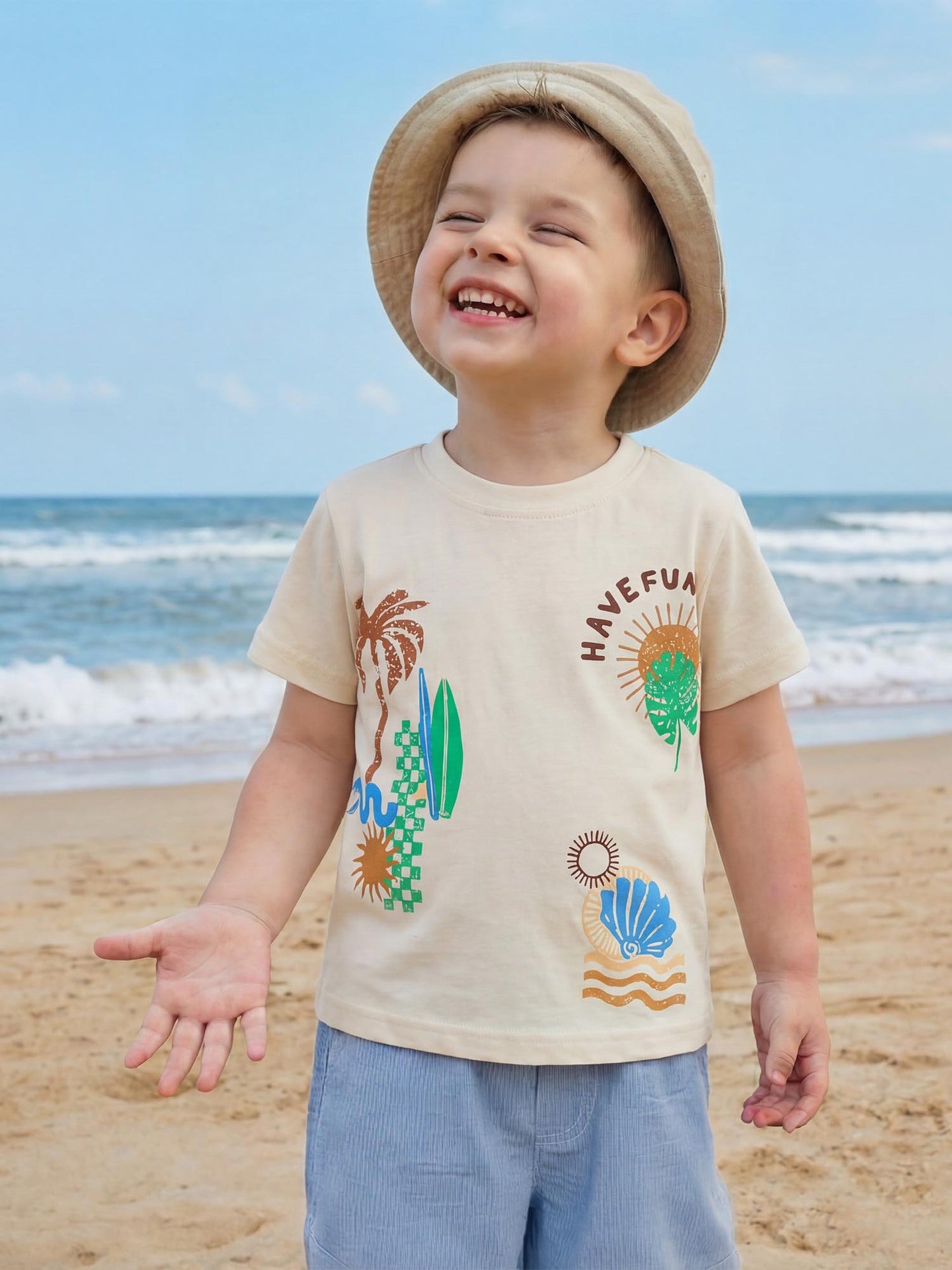 Trendy Cartoon Print Short Sleeve T-Shirt for Boys