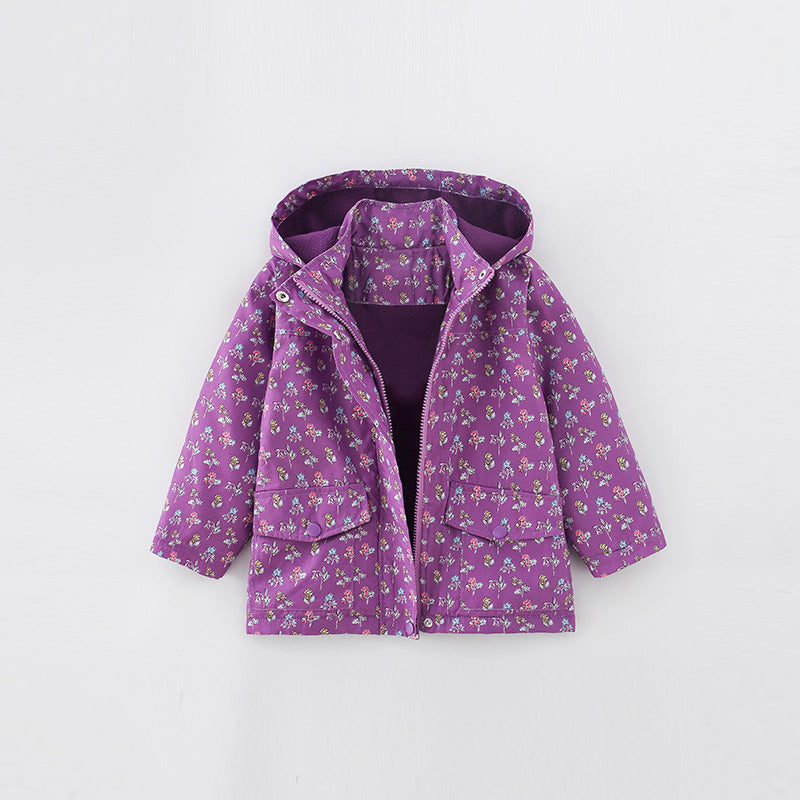 Zip-Up Hooded Cotton Jacket for Girls
