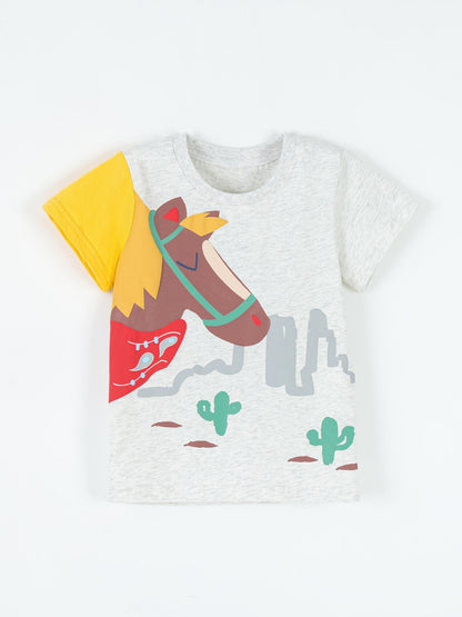 Animal Print Short Sleeve T-Shirt for Boys
