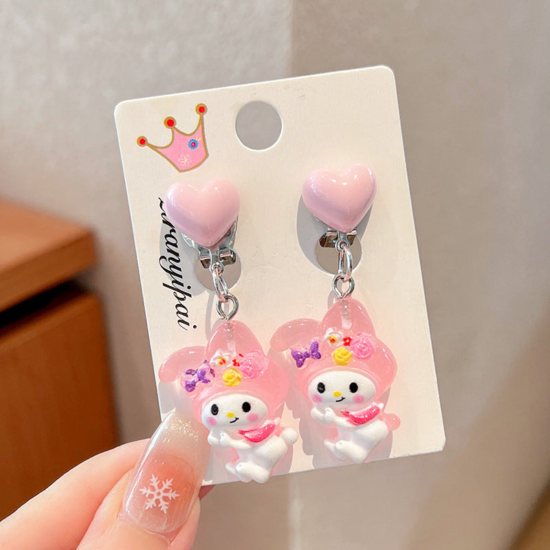 Cute Cartoon Character Ear Clips for Kids - Non-Pierced Earrings