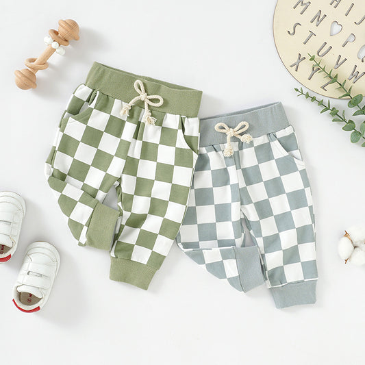 Checkered Cotton Joggers for Kids