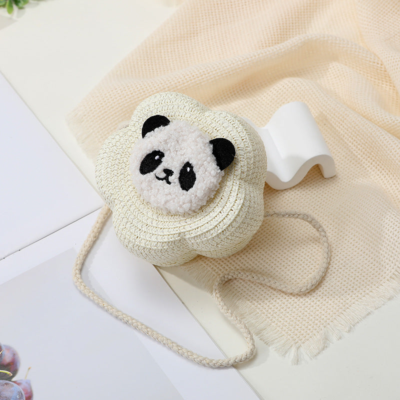 Mini Cute Panda Woven Straw Bag for Women