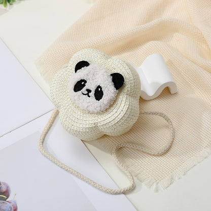 Mini Cute Panda Woven Straw Bag for Women