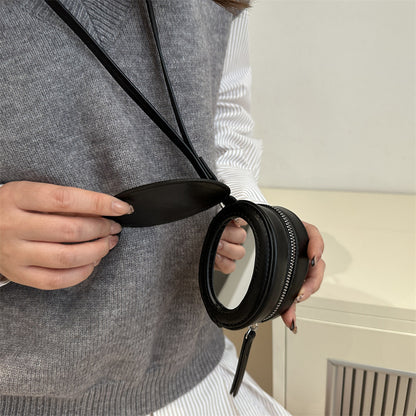 Oval Shaped Retro Women’s Box Bag with Makeup Mirror