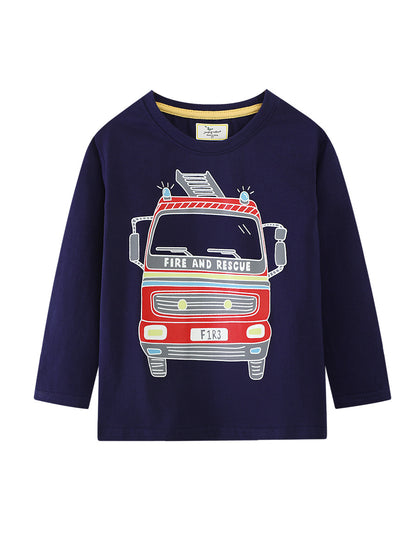 Glow-In-The-Dark Cartoon Long Sleeve T-Shirt for Boys