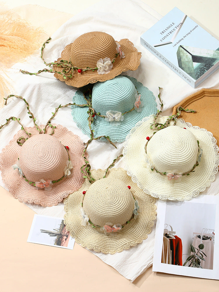 Woven Beach Bag with Butterfly Tassels for Girls