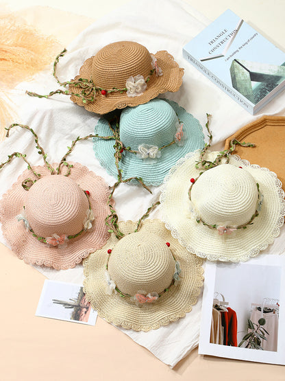Woven Beach Bag with Butterfly Tassels for Girls