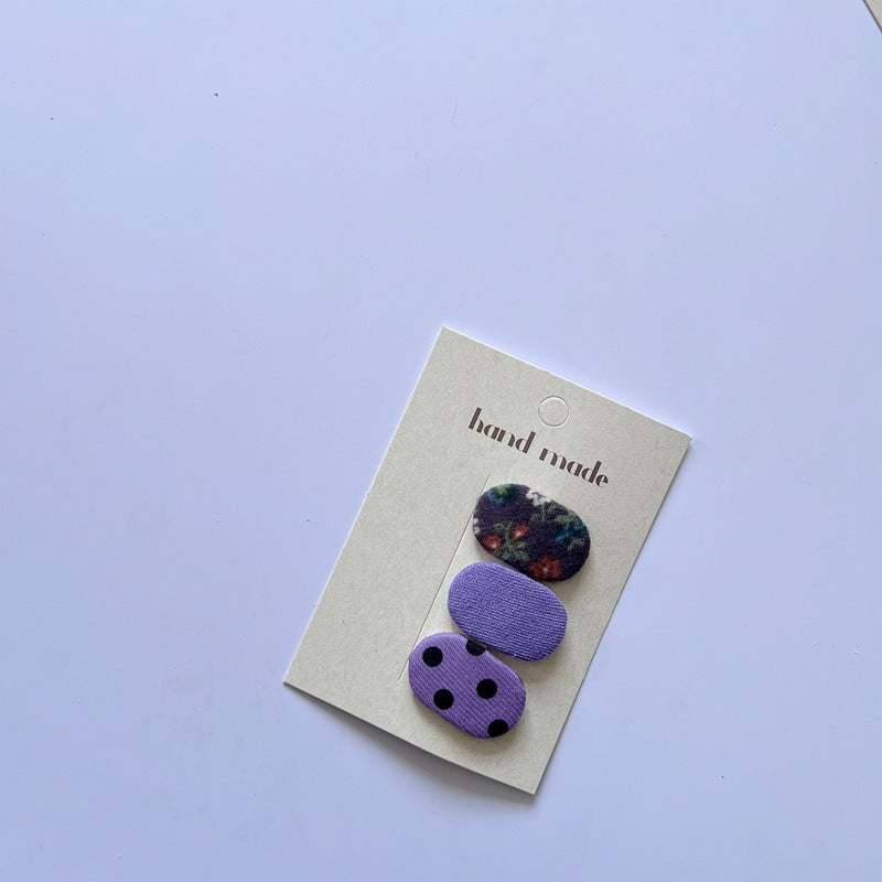 Floral Pattern Fabric Hair Clips Set for Kids