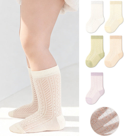 Baby Cotton Socks Breathable Mid-Calf Socks for Boys and Girls