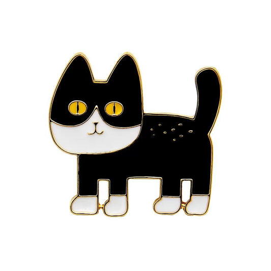 Cute Black Cat Enamel Pin Cartoon Brooch for Bags