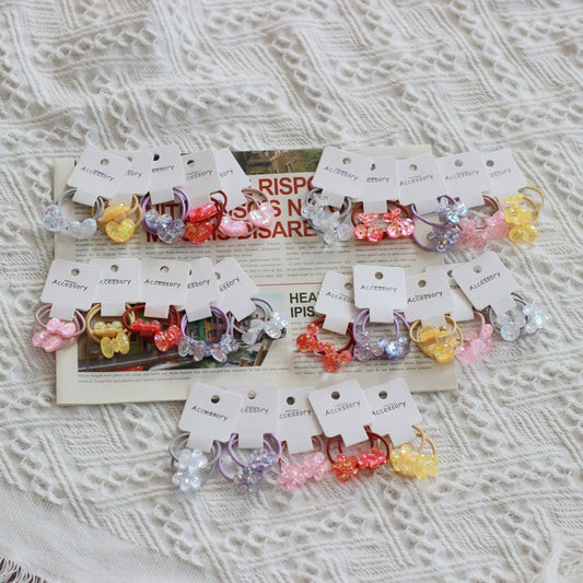 5 Pairs Glittery Acrylic Hair Ties for Kids