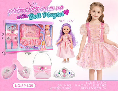 Princess Doll Dress-Up Playset - 32cm Rubber Doll Toy