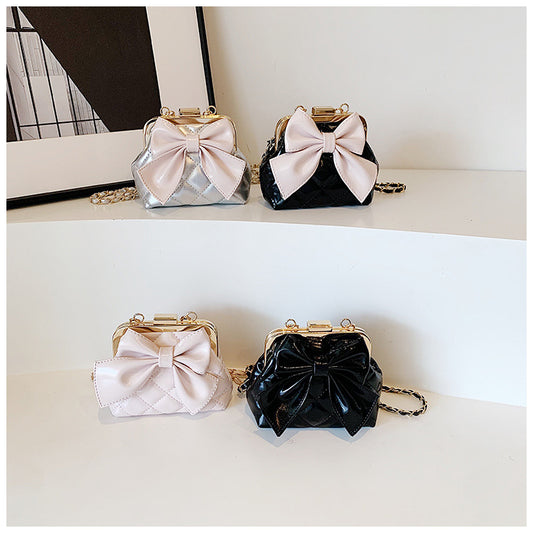 Trendy Children's Quilted Shoulder Bag with Bow
