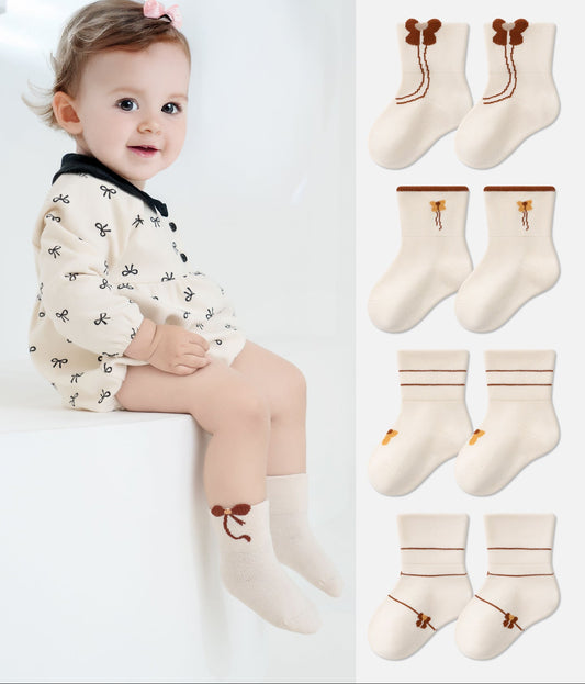 Baby Cotton Bow Socks Breathable Mid-Calf Socks
