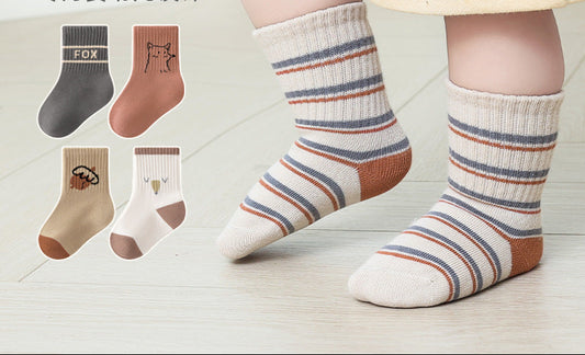 Cartoon Cotton Mid-Calf Socks for Boys and Girls