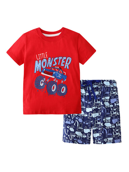 Cute Cartoon Sports Two-Piece Set for Boys