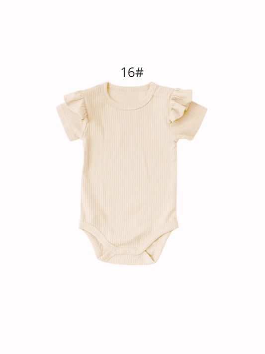 Baby Girls' Solid Color Short Sleeve Bodysuit with Butterfly Print Shorts