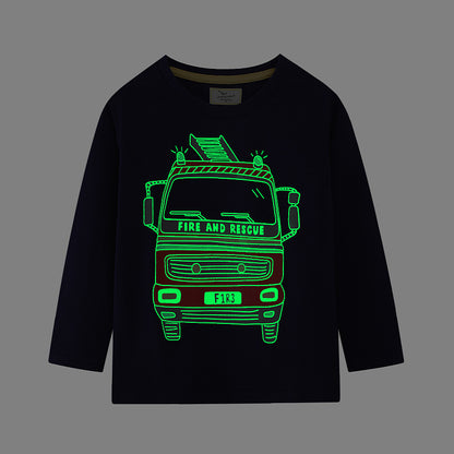 Glow-In-The-Dark Cartoon Long Sleeve T-Shirt for Boys