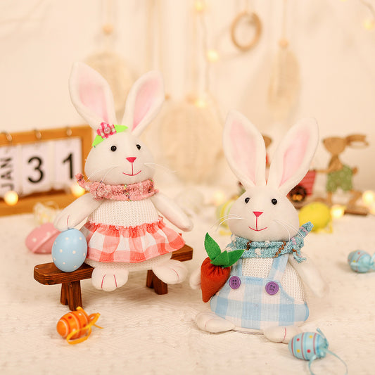 Easter Bunny Plush Toy with Carrot & Egg Cute Figure