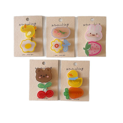Cartoon Acrylic Hair Clips for Kids - Cute Animal Designs