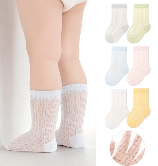 Baby Cotton Socks Breathable Mid-Calf Socks for Kids