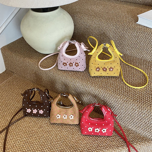 Cute Floral Mini Handbag for Girls - Trendy Polka Dot Design