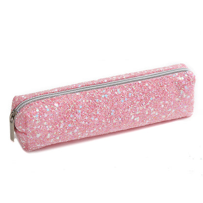 Round Pencil Pouch Minimalist Oxford Fabric For School